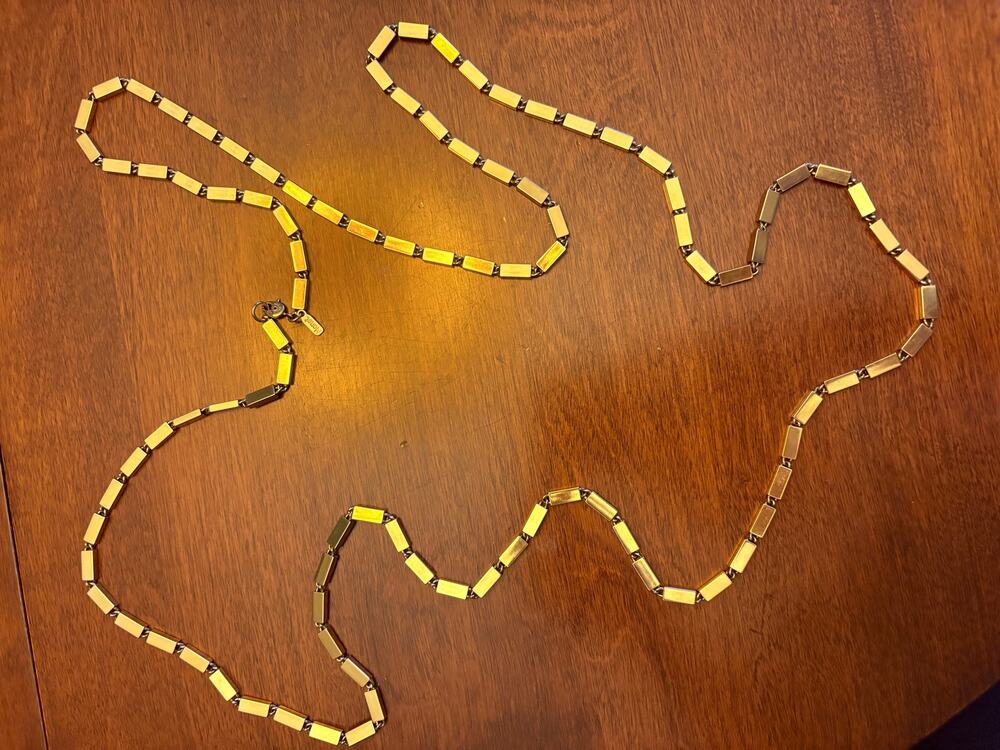 Vintage Monet 52” Gold Tone Long Rectangular Link Chain Necklace